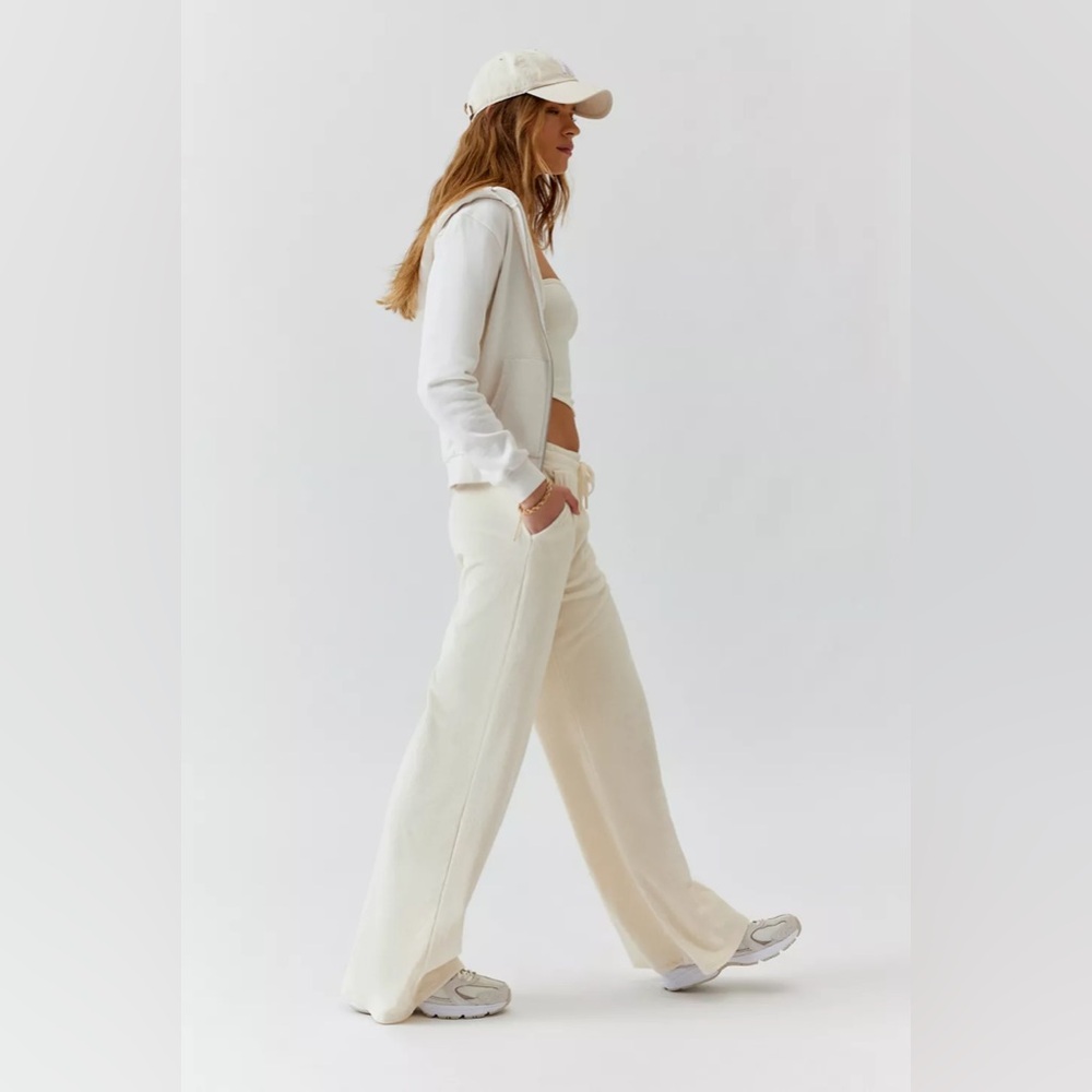Beyond Yoga Tropez Terrycloth Pull-On Wide Leg Pant Cream Size Large - Picture 6 of 10